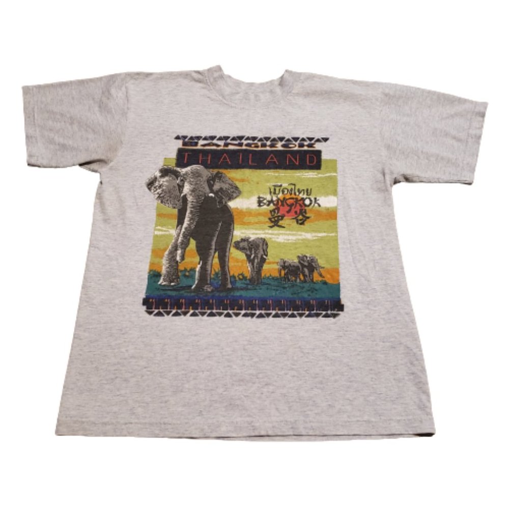 Thailand Bangkok Elephant T-Shirt Tee Blue Men's XL Travel Asia Vintage Animals